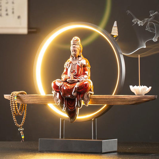 Buddha Backflow Incense Burner With Led Light